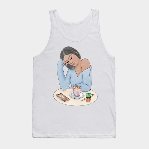 Cafe girl (3) Tank Top by piscoletters